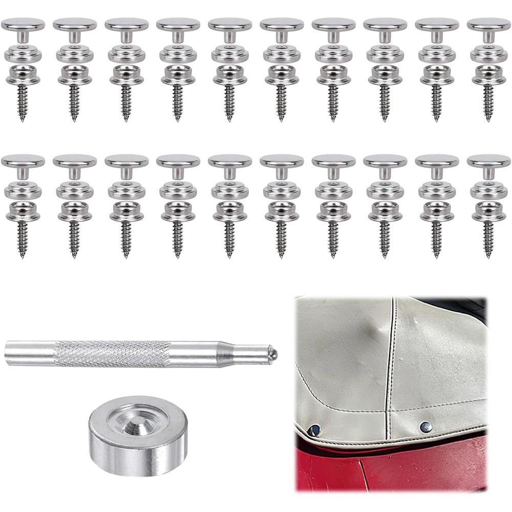 62-piece Stainless Steel Snap Fastener Set, 15 Mm Marine-grade Canvas Snaps, Suitable For Boat Covers, Leather And Wooden Crafts, Durable