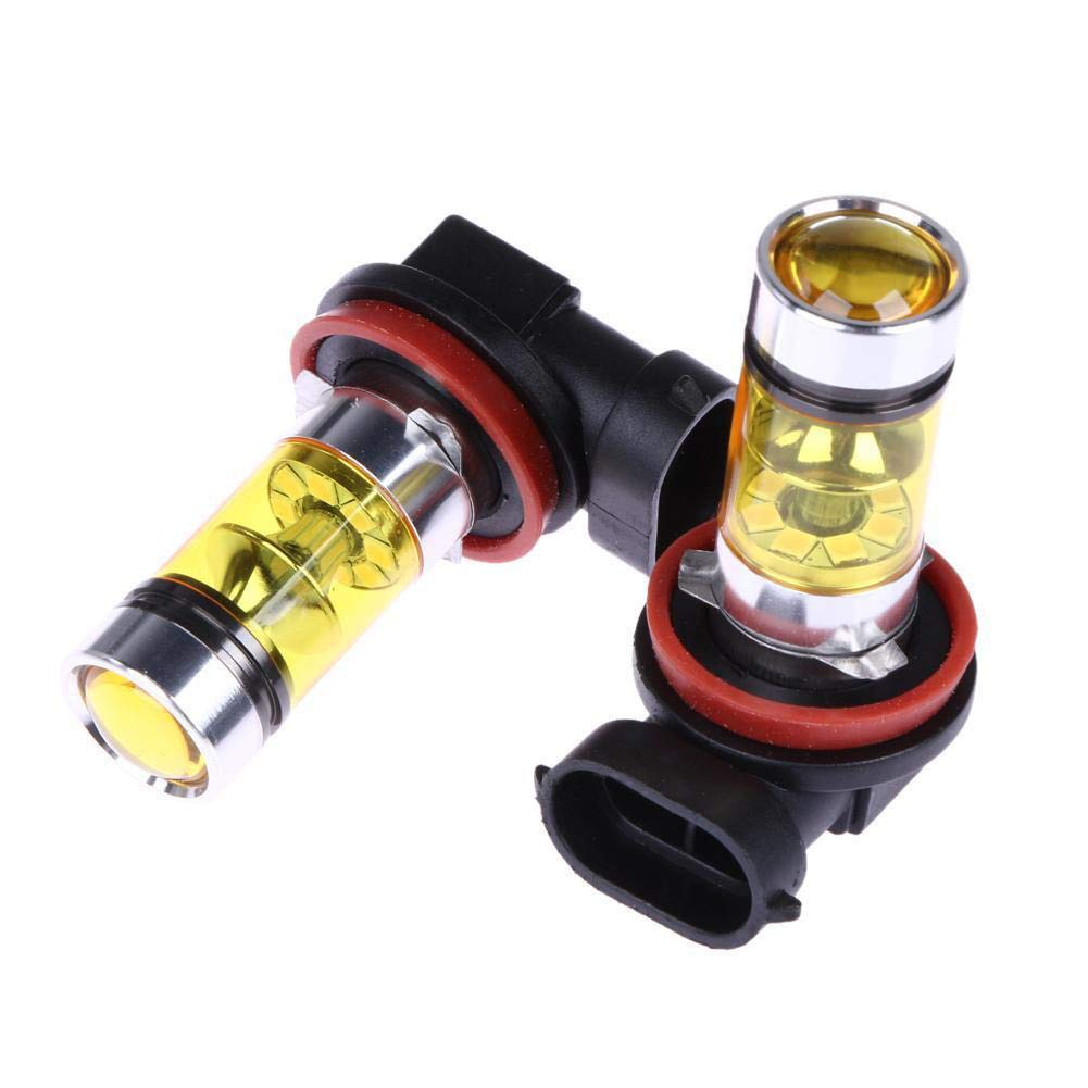 Bumdenuu 2x High Power LED Light 100W H8 H11 Yellow Fog Lamp 2828 20 LED Headlight Lamp