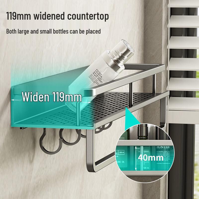 Youqin Wall-Mounted Kitchen & Bathroom Shelf with Hooks