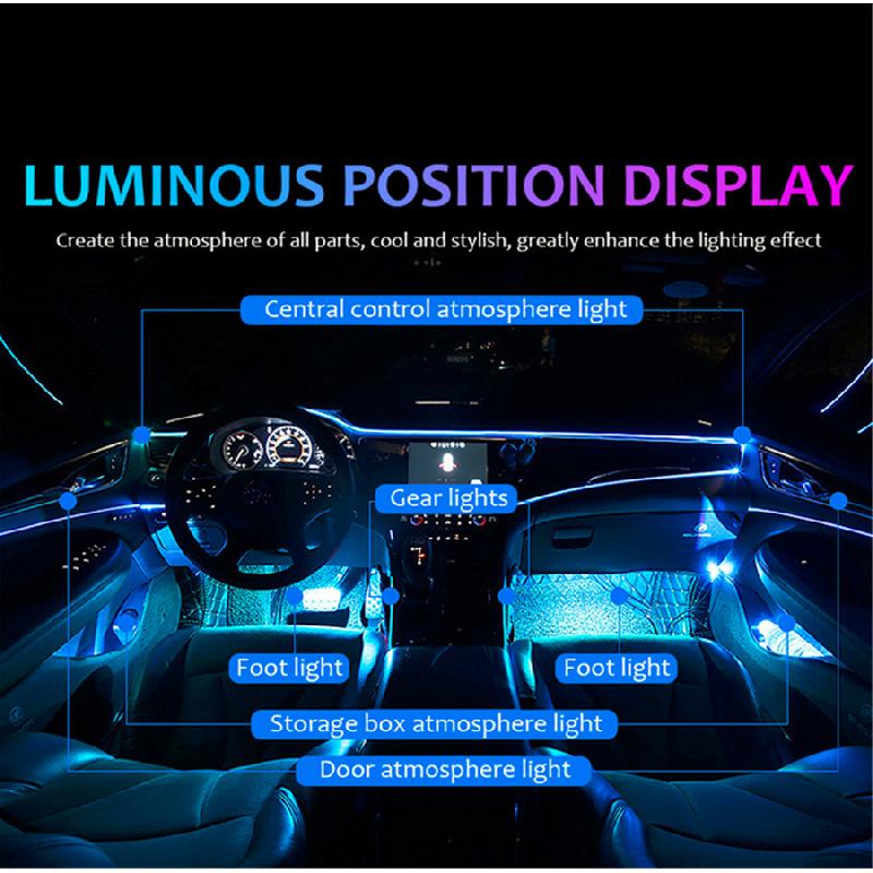 14 In 1 64 Color Rgb Led Car Atmosphere Light Fiber Decor Ambient Foot Lamp App