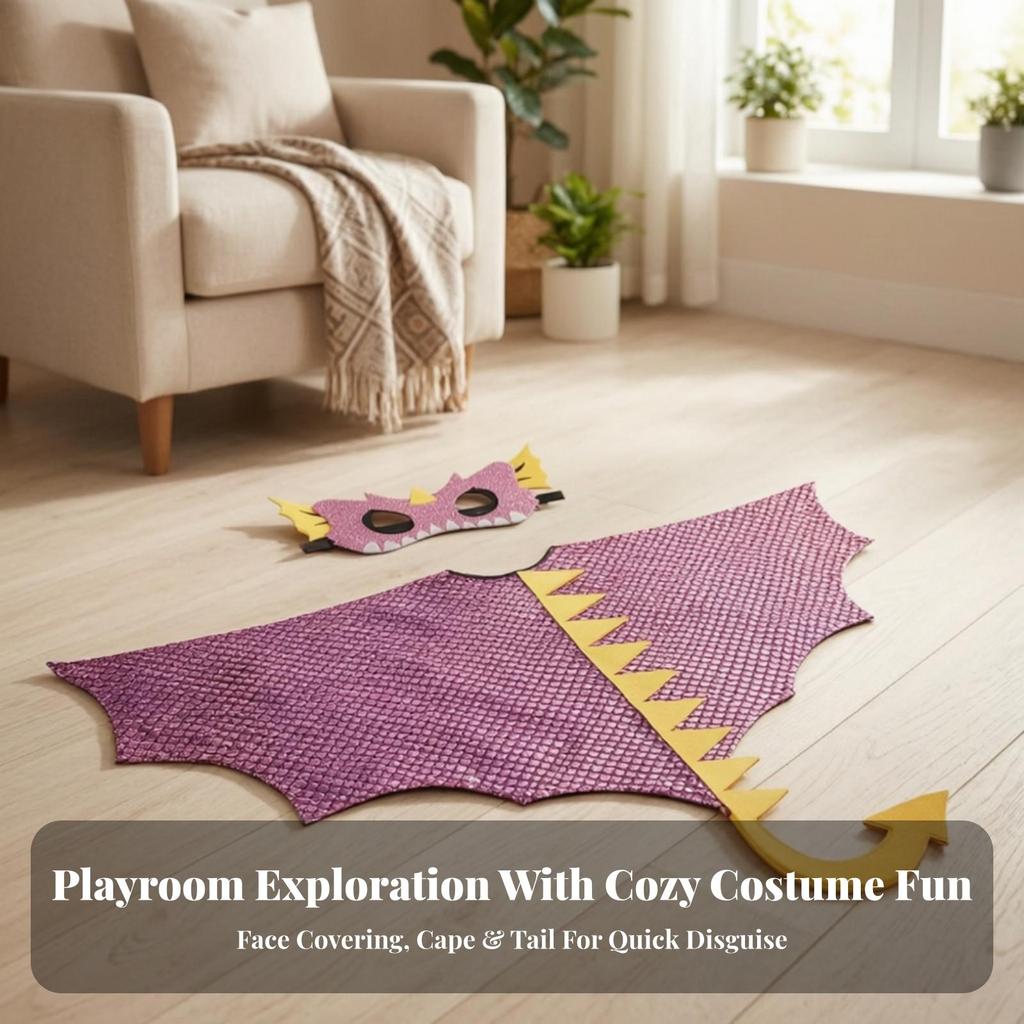Dinosaur Cape Wing-Like Costume with Tail Comfortable for Young Children
