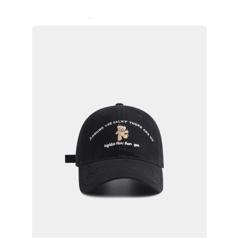 Cute Dancing Bear Embroidered Baseball Cap for Women with Four Seasons Faces Small Korean Style Trendy Wide Essence Baseball Cap