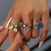 Anello Regolabile Zircone Blu Scintillante Acciaio Titanio Elegante Accessorio Moda Accessorio per Dita Regalo