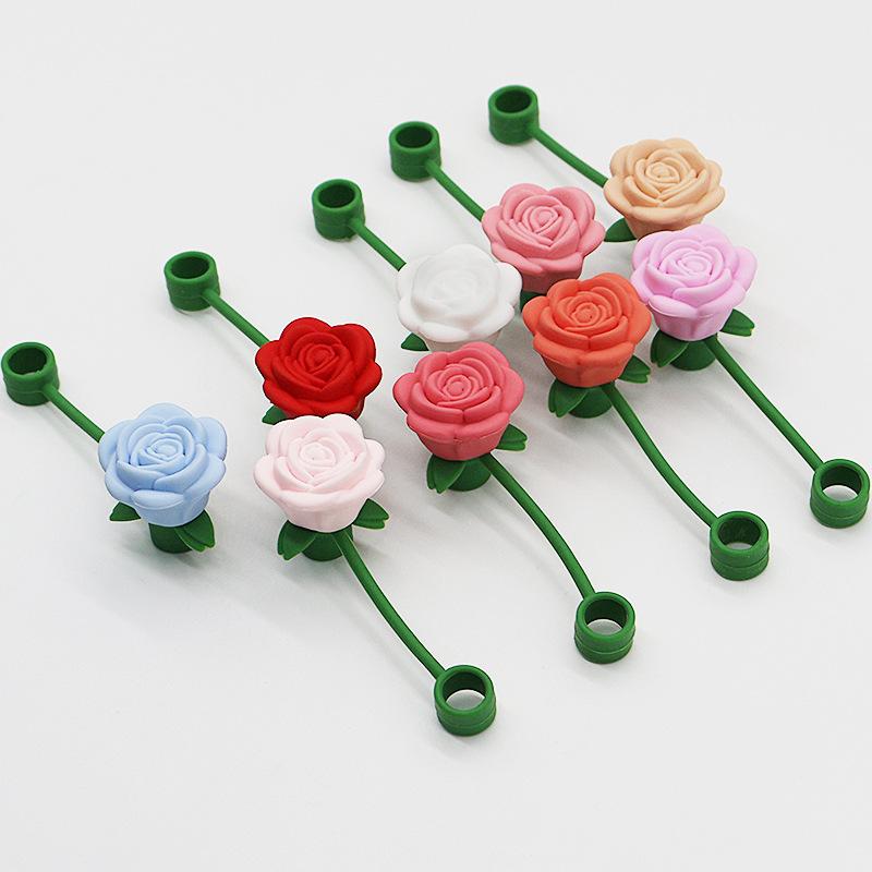 10mm Rose Flower Straw Cover for Stanley,Large Silicone Diameter Dust Proof Straw Plug Cap,Cup Accessorie,Valentine's Day Gift
