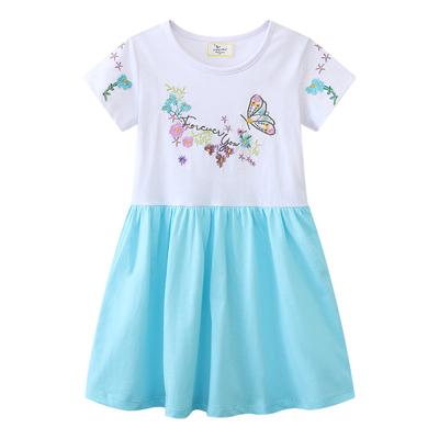 Girls Dress New Summer Dress Small Children Round Neck Princess Dress Style Little Girl Skirt
