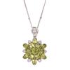 S925 Sterling Silber Natürlicher Citrin Peridot Farbiger Schatz Halskette Damen Premium Dreidimensionaler Blumen Anhänger