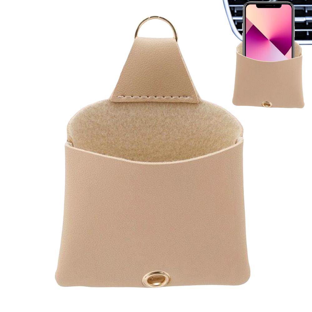 Car Air Vent Storage Bag Phone Storage Organizer PU Leather Auto Mobile Phone Holder Pouch Car Interior Phone Holder Hangable