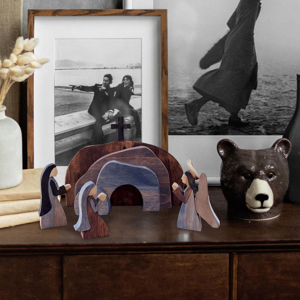 Easter Scene Wooden Decoration Wooden Jesus Nativity Christ Statue Decoration