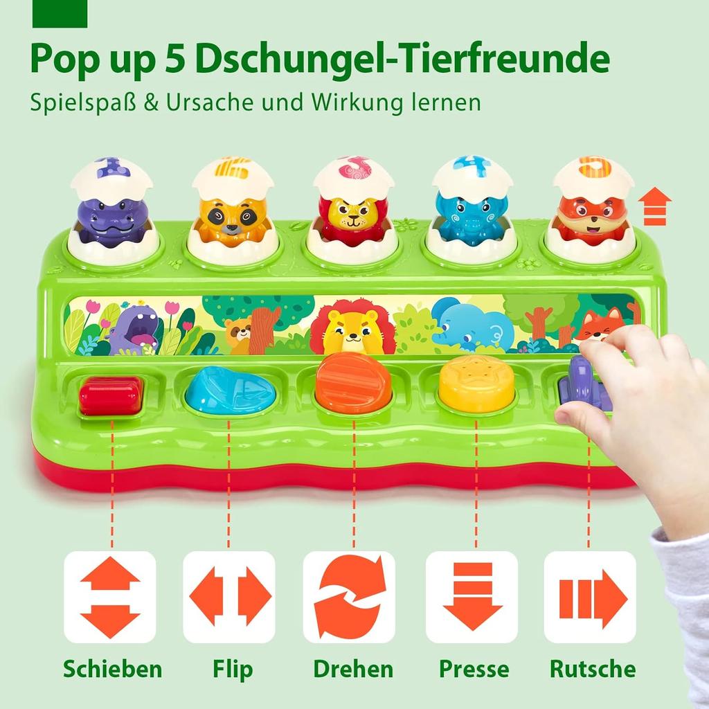 Pop-Up Animal Button Toy for Kids - Montessori Early Educational Cognitive Toy · Motor Skills Training · Ideal Learning Toy for Children