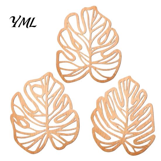 Wandmontierte Holz-Kunst 3-teilige Hohl-Monstera-Blatt-Dekoration, Tropische Hängeplakette, Dekorative Dekor-Skulptur mit Haken für Wohnzimmer