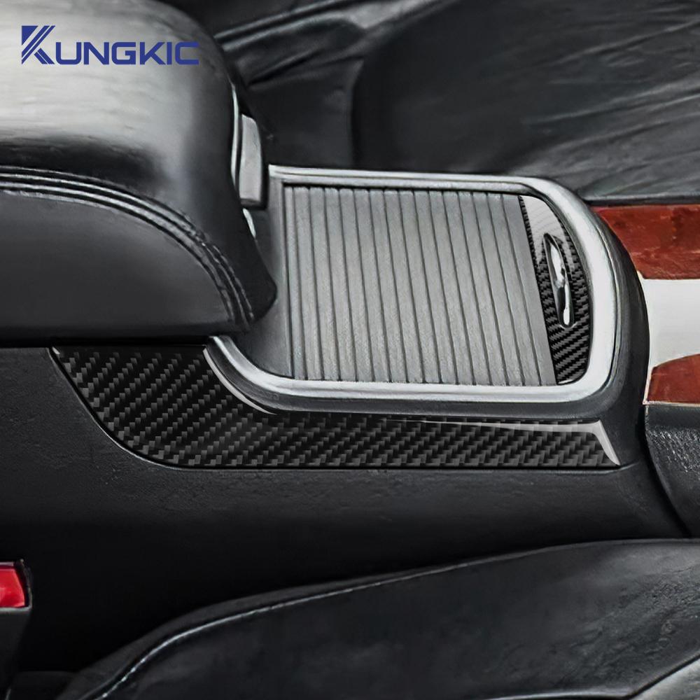 For Chrysler 300 300C 2011 2012 2013 2014 Real Soft Carbon Fiber Sticker LHD RHD Car Central Control Cup Panel Accessories