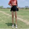 Classic and Minimalist Fashion Versatile Black Broken Holes Women's Summer High-waisted Outside Wear Thin A-line Wide-legged Ragged Denim Shorts