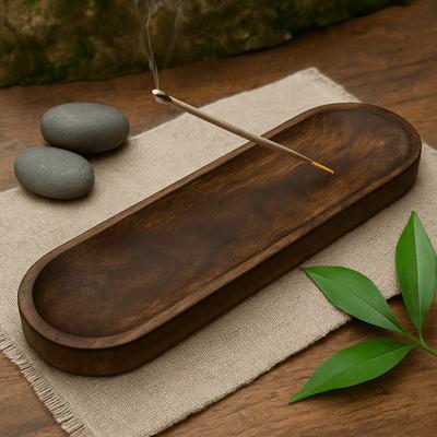 Incense Tray Mango Wood Oval 30x10cm
