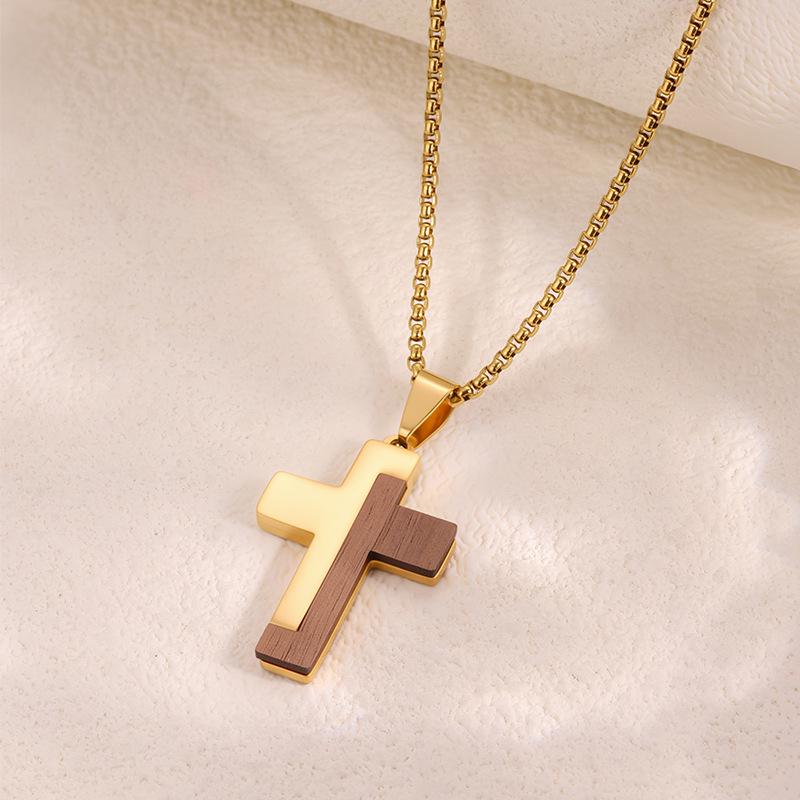 Мужская подвеска-крест на цепочке - Прочная титановая сталь, Персонализированный ретро-дизайн жетона