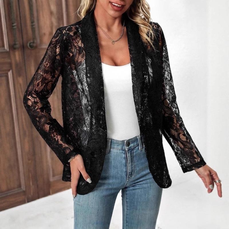 Spring and Summer Suit, Versatile Solid Color Lace Shirt Jacket