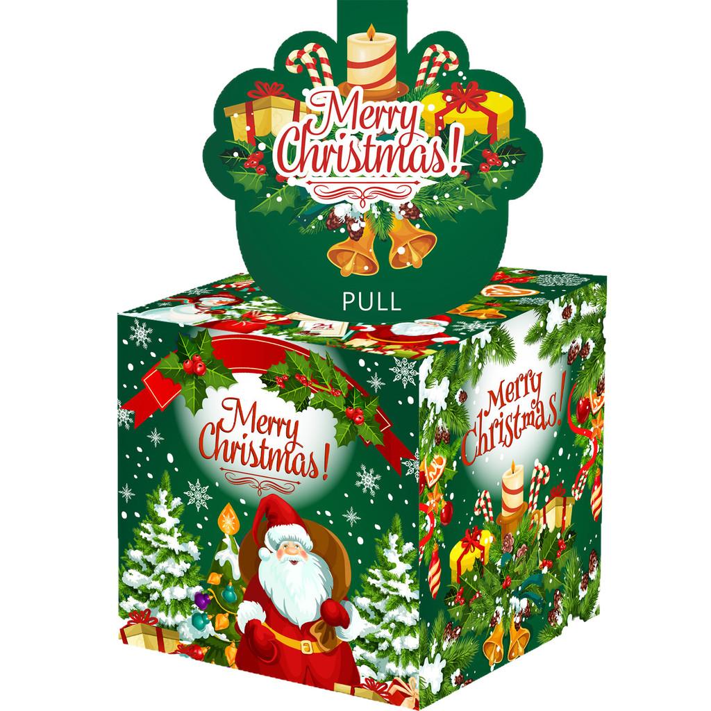 Christmas Green Theme Pattern Paper Gift Box Festival Decoration Atmosphere Prop
