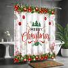 Candy Cane Xmas Tree Snowflakes Shower Curtain , Waterproof Winter Christmas Party Bathroom Decorations