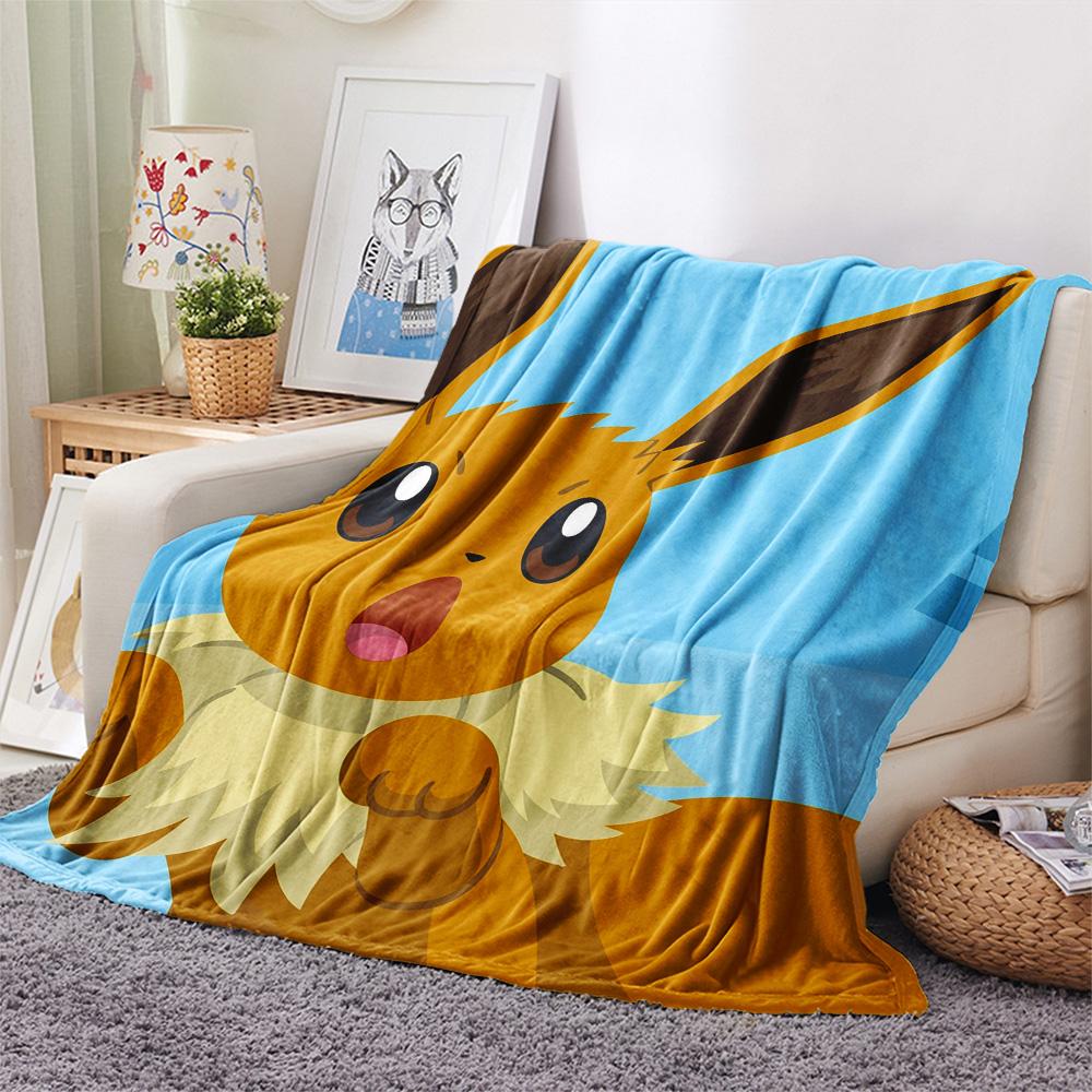 Eevee Print Flannel Blanket, High Quality Comfortable for All Seasons, Home Decor, Warmth and Comfort