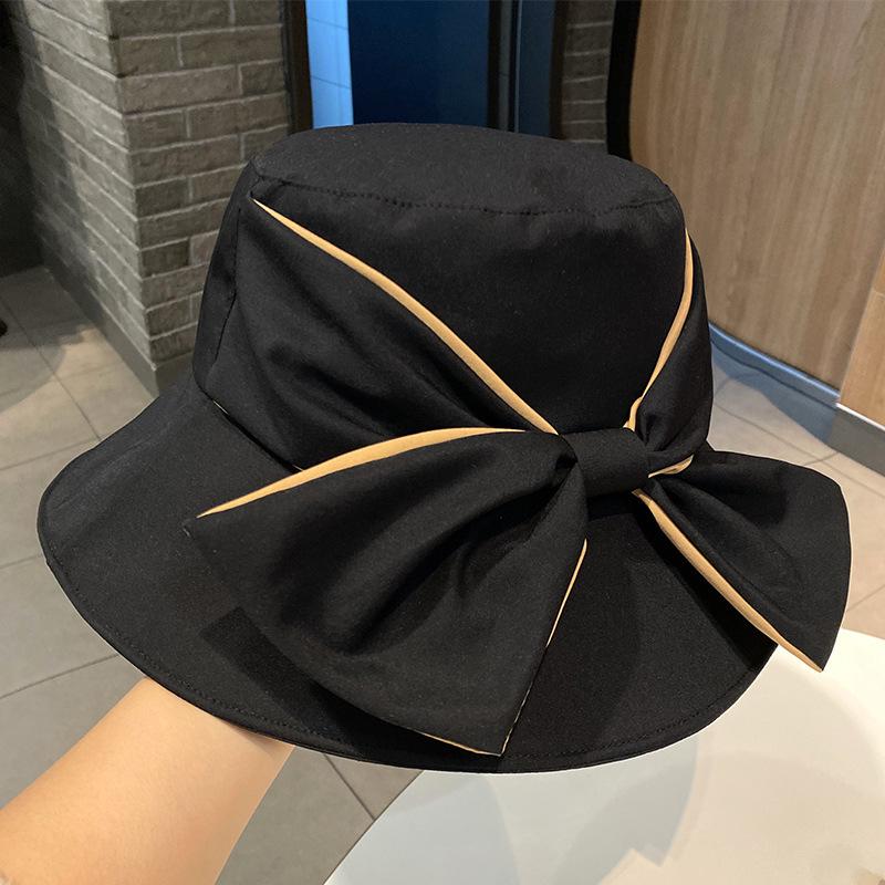 Simple fisherman's hat Children's flat-top sunshade sunscreen hat New bow sun hat Beach basin hat