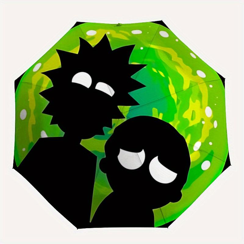 

Автоматически складывающийся ветрозащитный зонт Rick and Morty с прочным железным каркасом, портативный компактный дорожный зонт для использования в любое время года, вечеринки022