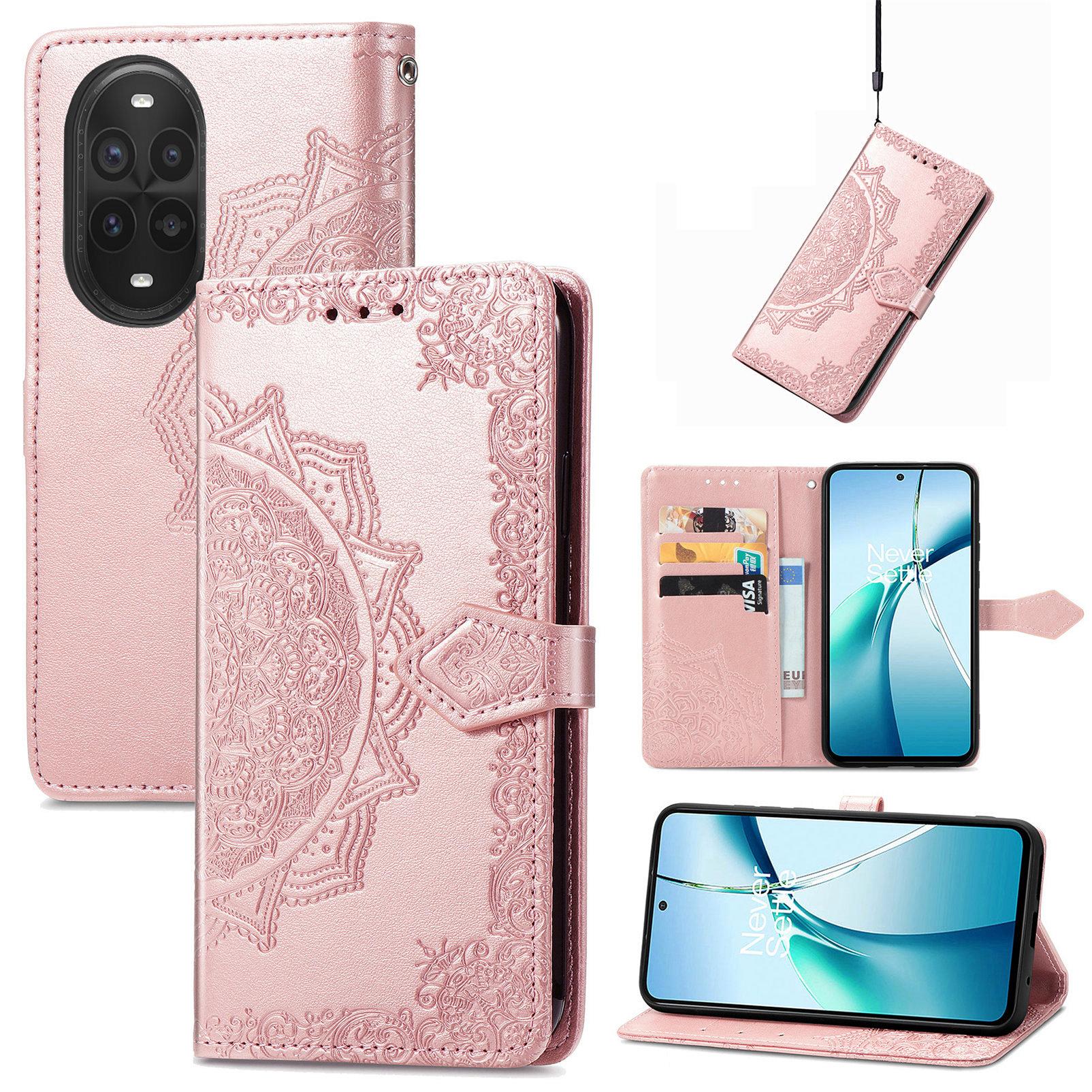 

For Huawei nova 13 Pro 5G Wallet Case Mandala Flower Leather Phone Cover Stand Rose Gold