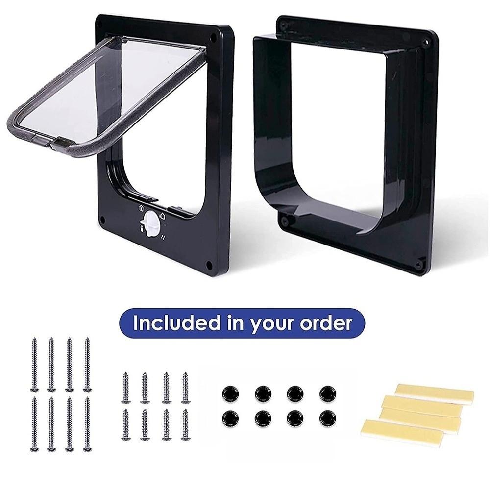 ABS Cat Flap Door with Security Lock 4 Ways Locking Dog Flap Door House Accessories