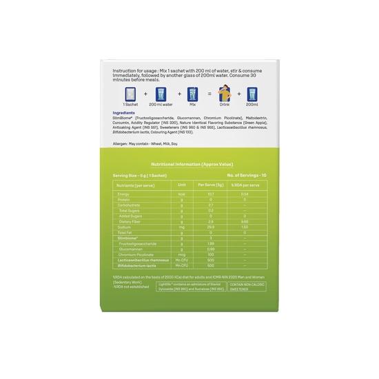 Dr. Morepen LightLife Pre-Meal Nutrition Mix | Controls Appetite & Reduces Cravings | For Men & Women | 30 Sachets | Flavor-Green Apple