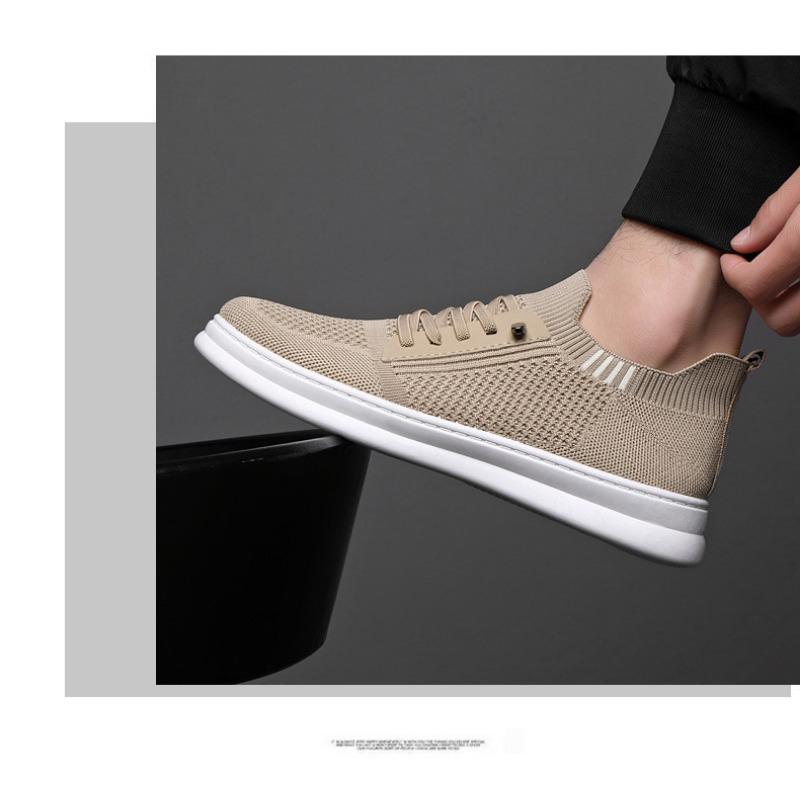 Men Breathable Mesh Flyknit Slip On Casual Soft Sole Running Sneakers
