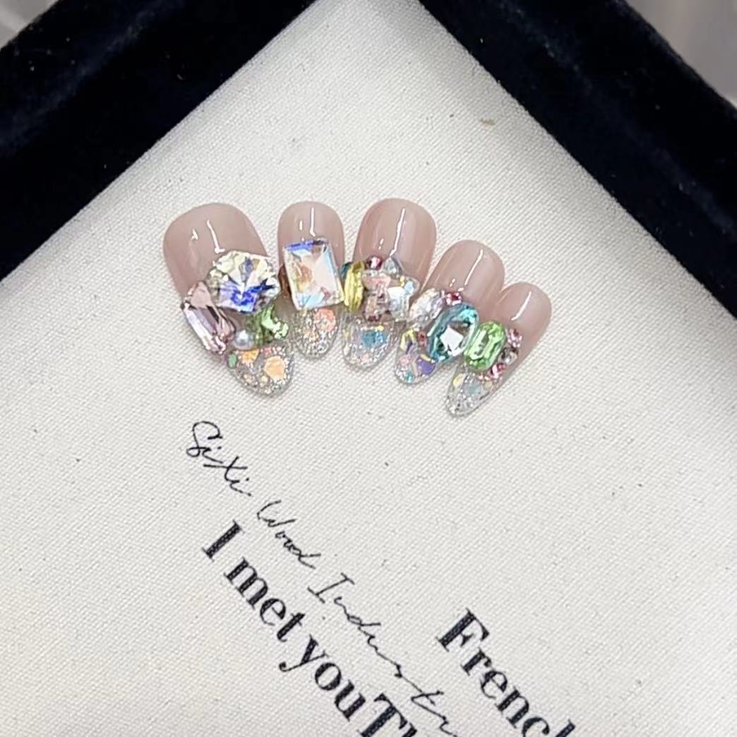 

Чисто ручная работа Фототерапия Носить Ногти Таблетки Candy Soda Носить Ногти Готовый Продукт Многоразовые Накладки Для Ногтей large L