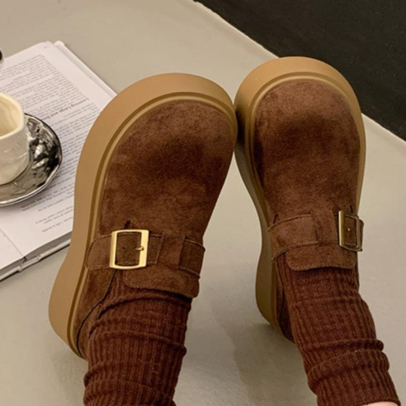 Fashion Women Platform Buckle Flats Shoes 2025 Autumn Designer Classical Loafers Shoes New Fashion Casual Sneakers Walking Zapatillas