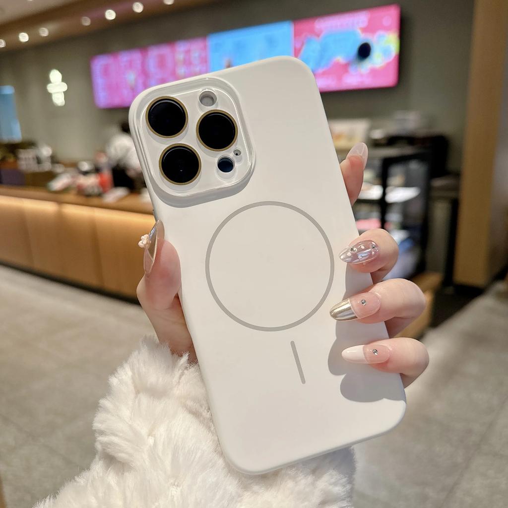 Liquid Silicone For Magsafe Glass Lens Protect Case for iPhone 17 16 14 13 11 12 15 Pro Max Plus Magnet Wireless Charge Cover