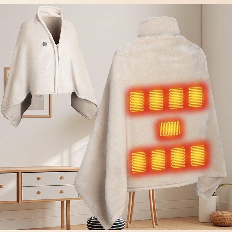 Electric Heated Shawl and Blanket - Nine-Zone Warmer with Velvet Flannel for Office or Home