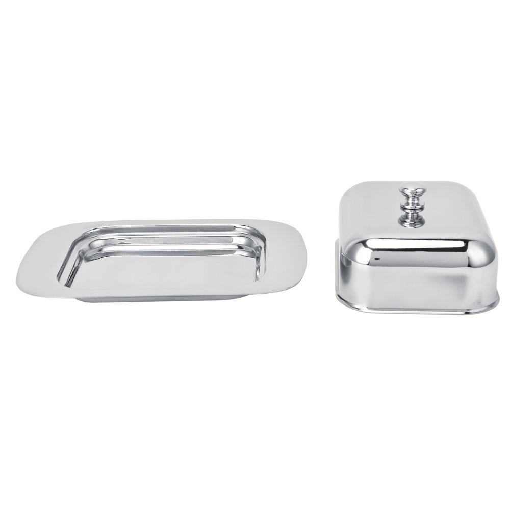 Stainless Steel Cheese Box Container With Cover Handle Butter Keeper Holder Restaurant Use