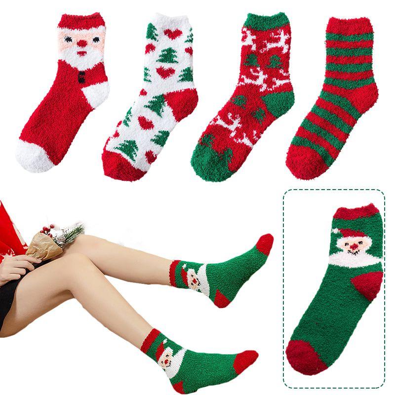 Ensemble de chaussettes d'hiver luxueuses en velours corail pour femmes Douces et moelleuses Cadeau de Noël