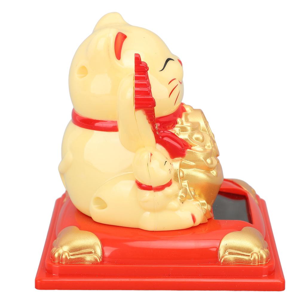 Lucky Cat Vivid Expression Plastic Cute Solar Fortune Cat with Waving Arm for Gift Decoration
