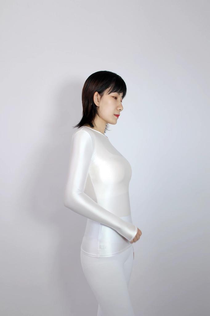 Close Lace Campaign Bold Seductive [MJINM] Women's Ultra-shiny Long-sleeved leotard.Stretchable, Ultra-thin material.Super fit.Conspicuous Queen,