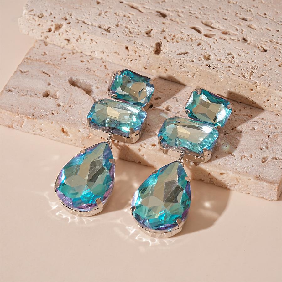 European and American diamond-set metal wind splicing flower earrings light luxury high-end earrings fashionable versatile personalized earrings