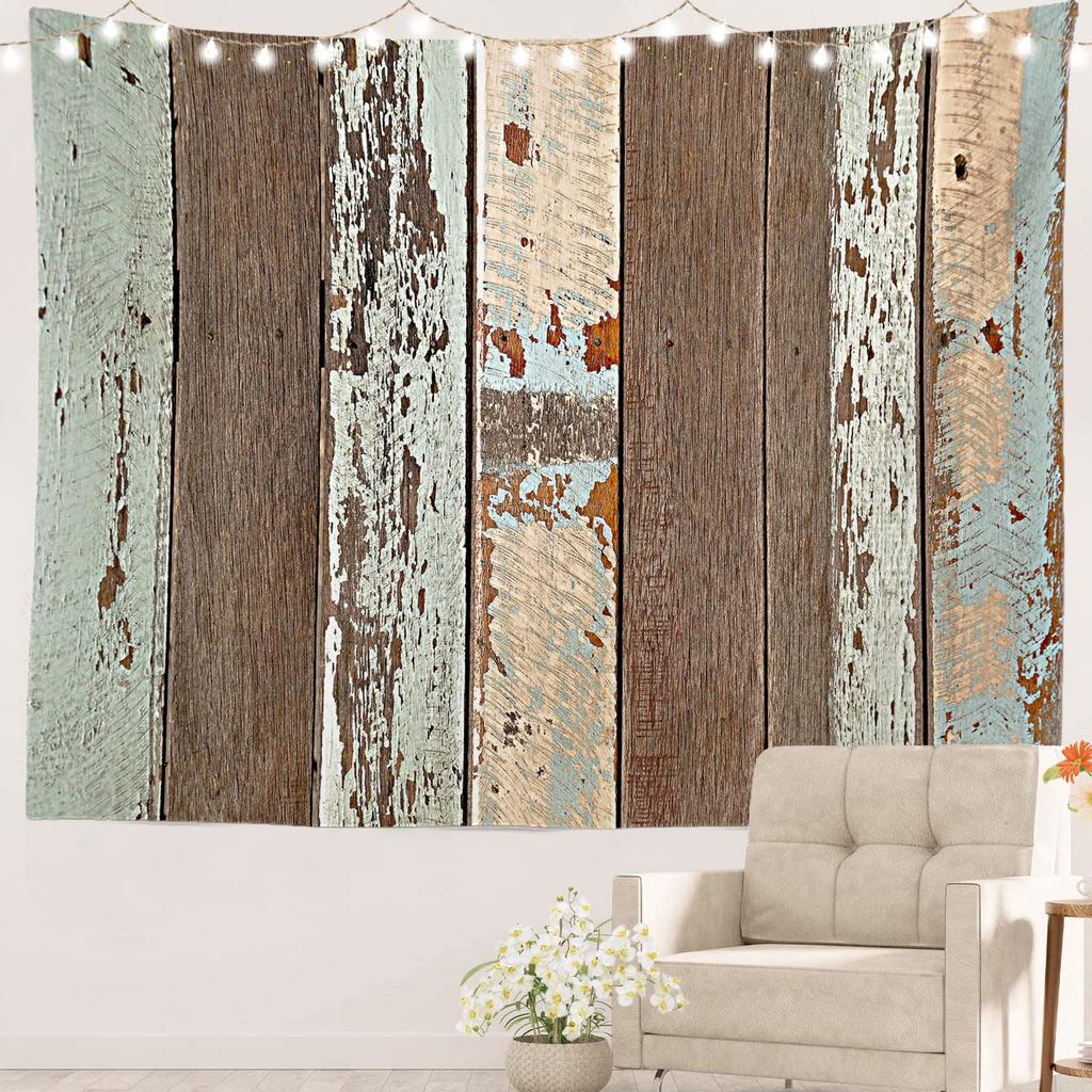 Vintage Planks Tapestry Wall Hanging Striped Wood Wall Tapestry Backdrap for Living Room Bedroom Dorm Home Decor Brown and Grey