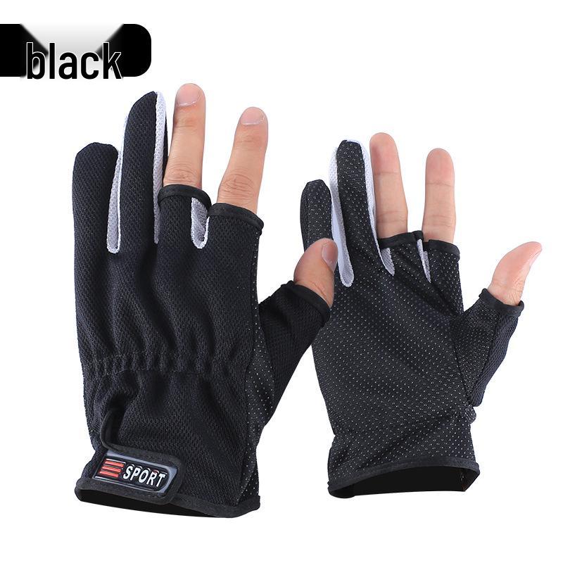 Men's Summer Sun Protection Anti-Slip Fingerless Fishing Gloves: Thin, Anti-Prick, Anti-Stab, Mosquito-Proof, Ice Silk Lure Design.