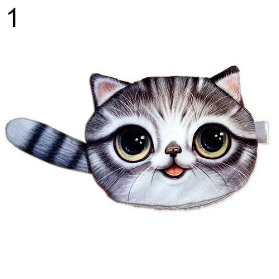 Children Cute Cat Face Tail Coin Purse Kids Wallet Bag Change Pouch Key Holder MIT