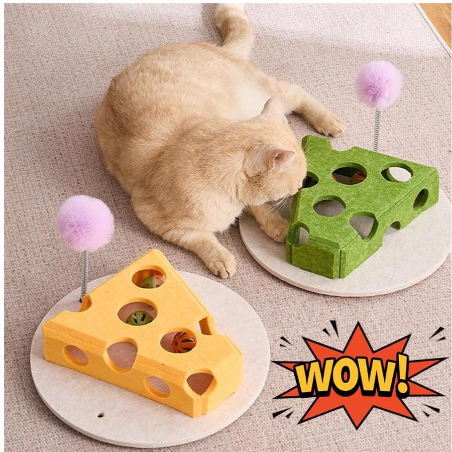 Cat Toys Pet Cat Toy Bell Balls Dig Hole Funny Box Felt Box Cheese Shape Entertainment Hunting Cat Toys For Indoor Cats