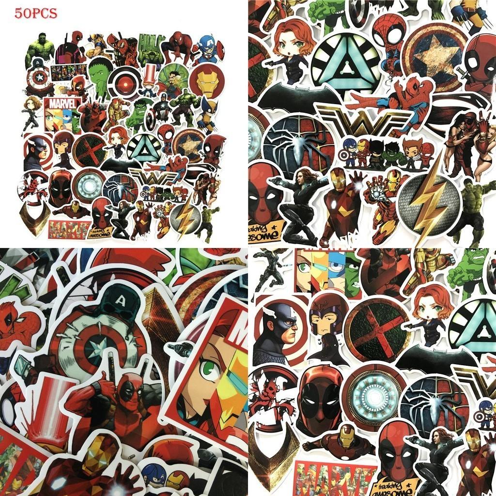 50 kusů Samolepek Superhrdinů Avengers Sada Ideální Pro Dekoraci Auta, Notebooku a Skateboardu