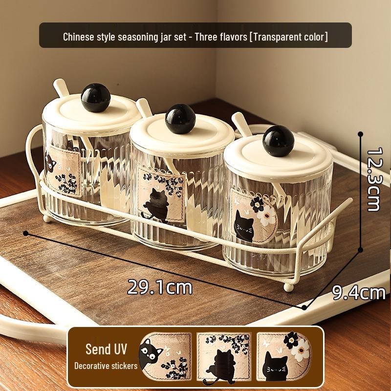 Wall-Mounted Seasoning Set: Punch-Free Kitchen Storage for Salt, Sugar, MSG