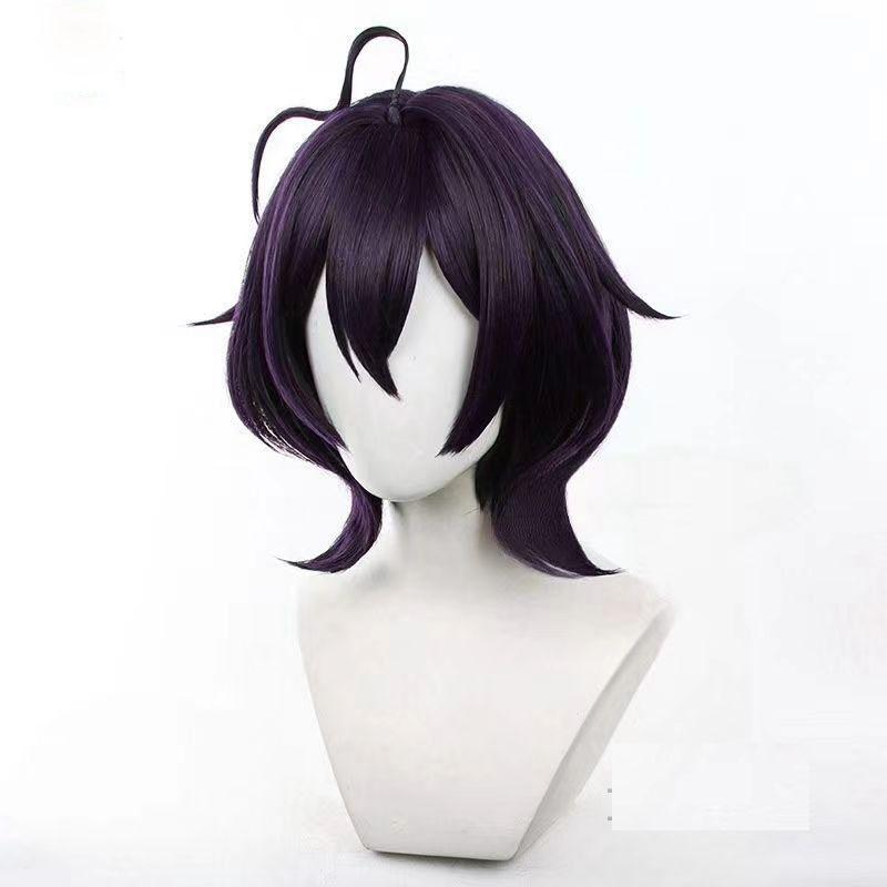 

Высококачественный парик для косплея Хиираги Утена 35 см, короткие темно-фиолетовые термостойкие синтетические волосы, парики для косплея в стиле аниме + шапочка для парика One Size
