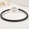 High Quality 100% S925 Sterling Silver Clasp Charm Bead Woven Leather Bracelet for Women & Children's Trendy Gift Jewelry