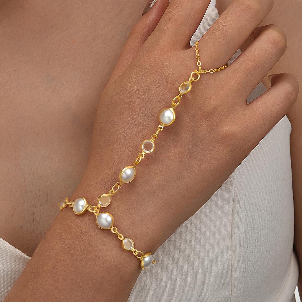 17KM 4 Piece Flower Bracelet Ring Set Fashion Jewelry Women Trendy Shiny Daily Party Accessory Gift For Her