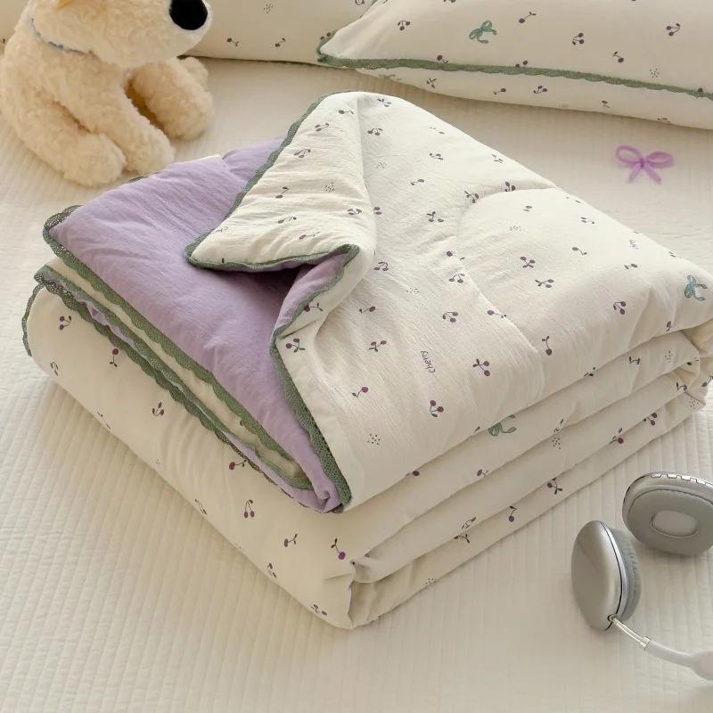 

New Sweet Printed Air-Condition Blanket Soft Skin-Friendly quilted quilt Breathable Cooling Summer Comforter Queen King Beds 150x200cm