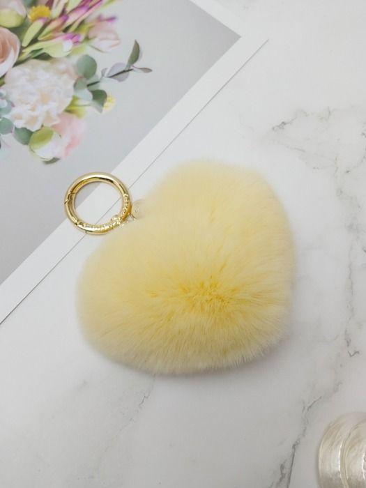 MAIA Rabbit Fur Heart Keychain & Charm - Yellow ONE