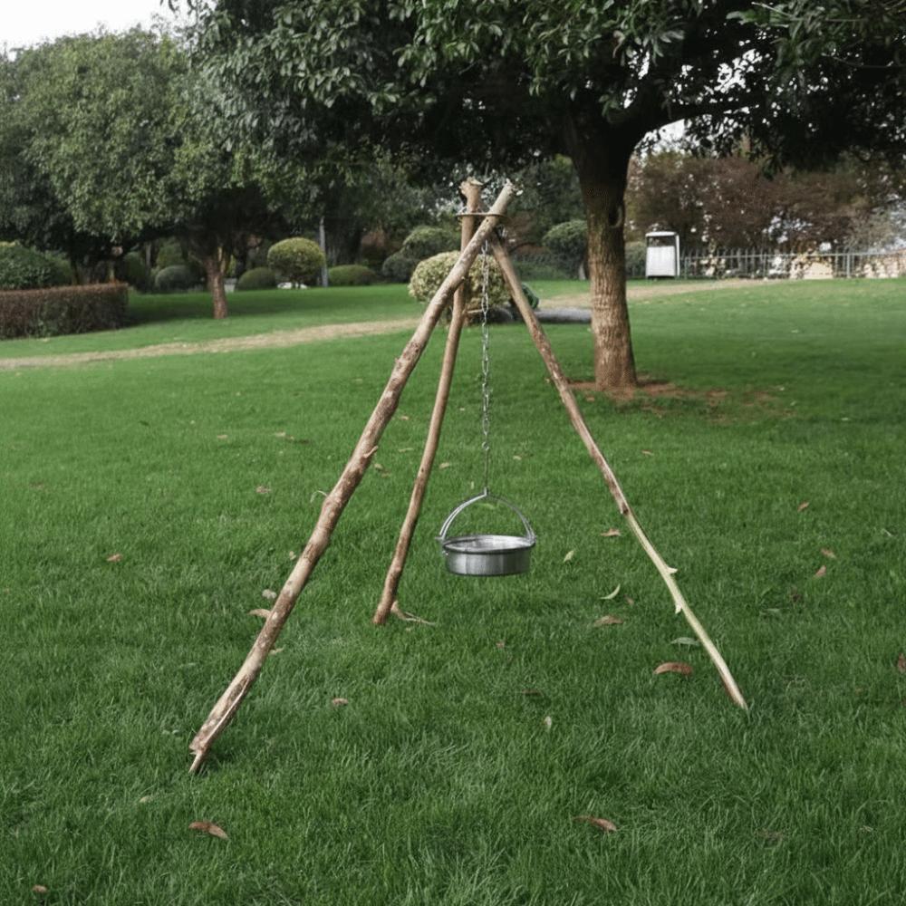 Adjustable BBQ Tripod Detachable Pot Tripod Set Camping Gear Camping Tripod Outdoor Cooking