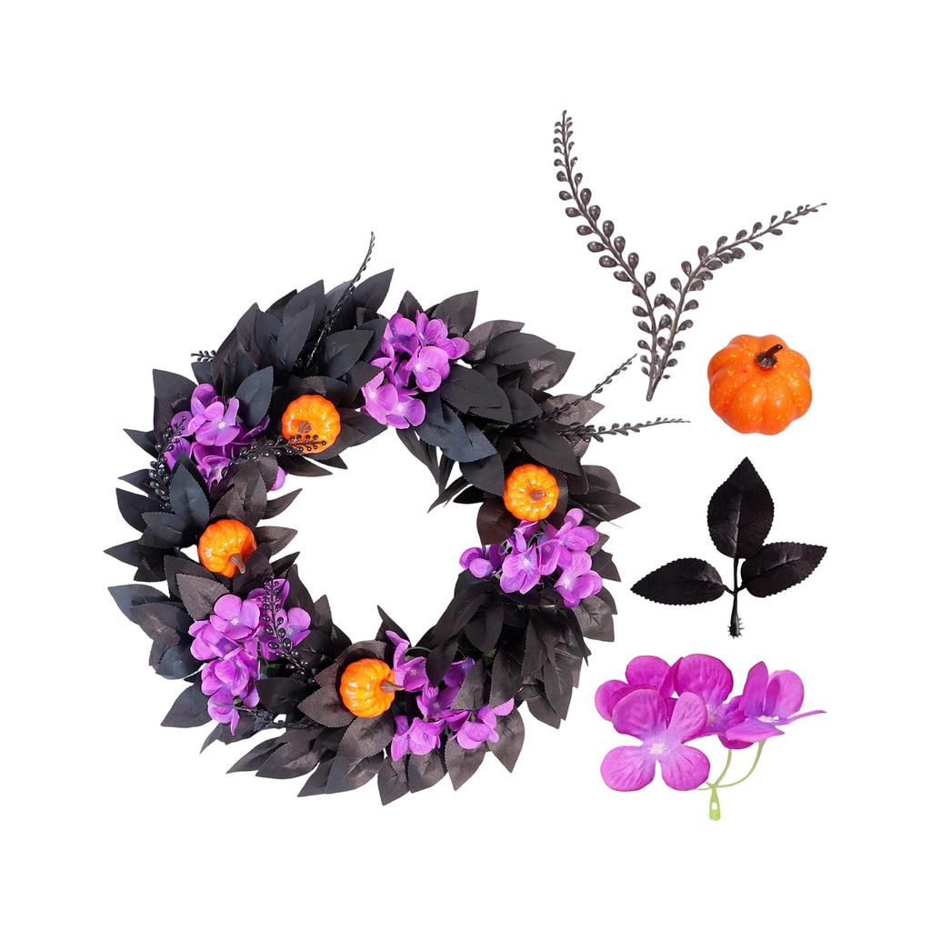 Halloween Wreath with Face Pumpkin and Letter for Front Door Home Decor
